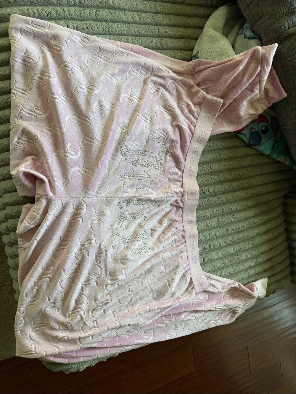 Juicy Couture Baby Pink Velour Rhinestone Logo Hoodie & Joggers Set